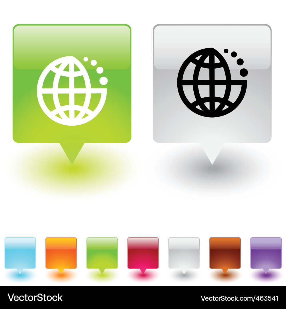 Planet square button Vector Image
