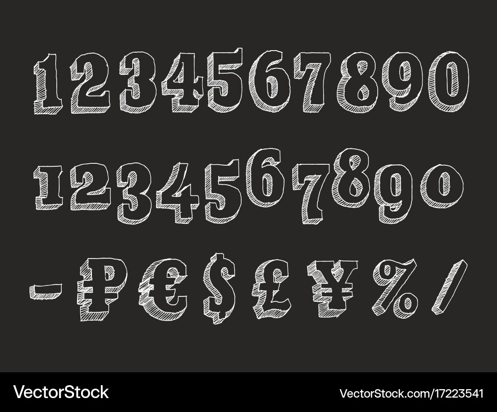 Retro serif font numbers vector image
