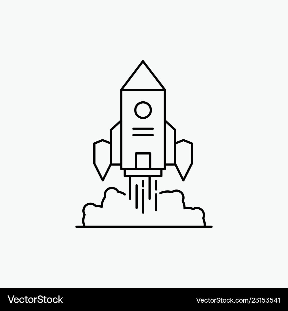 Rocket spaceship startup launch game line icon Rocket spaceship startup launch game line icon vector image