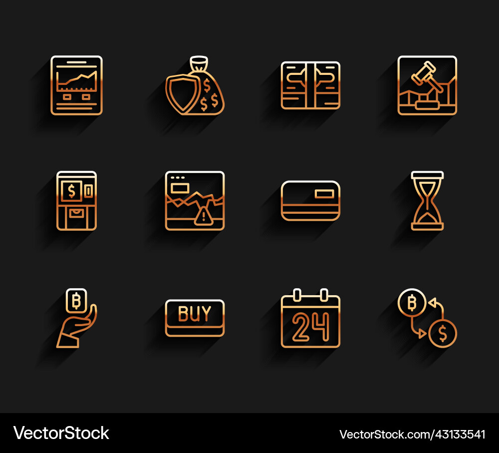 Set line hand holding bitcoin buy button website Set line hand holding bitcoin buy button website vector image