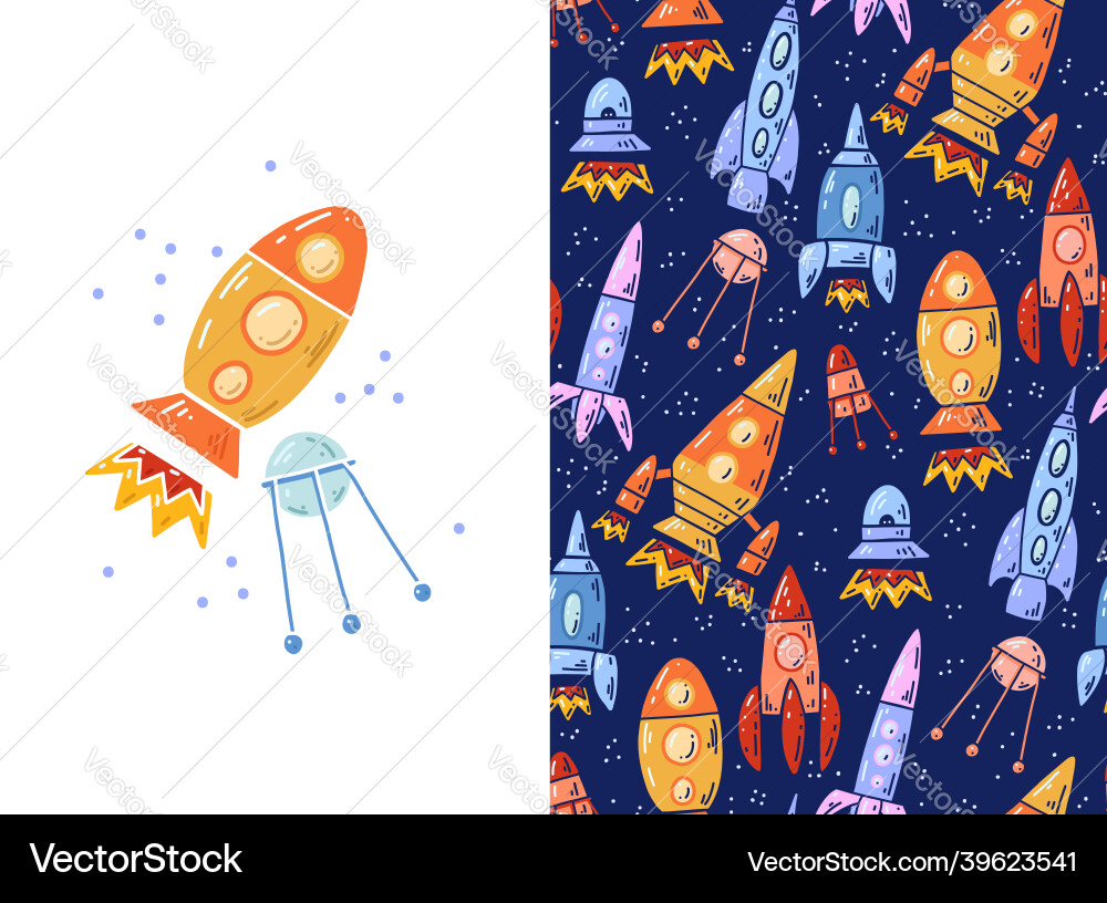 Set of card and pattern with cartoon contour Set of card and pattern with cartoon contour vector image
