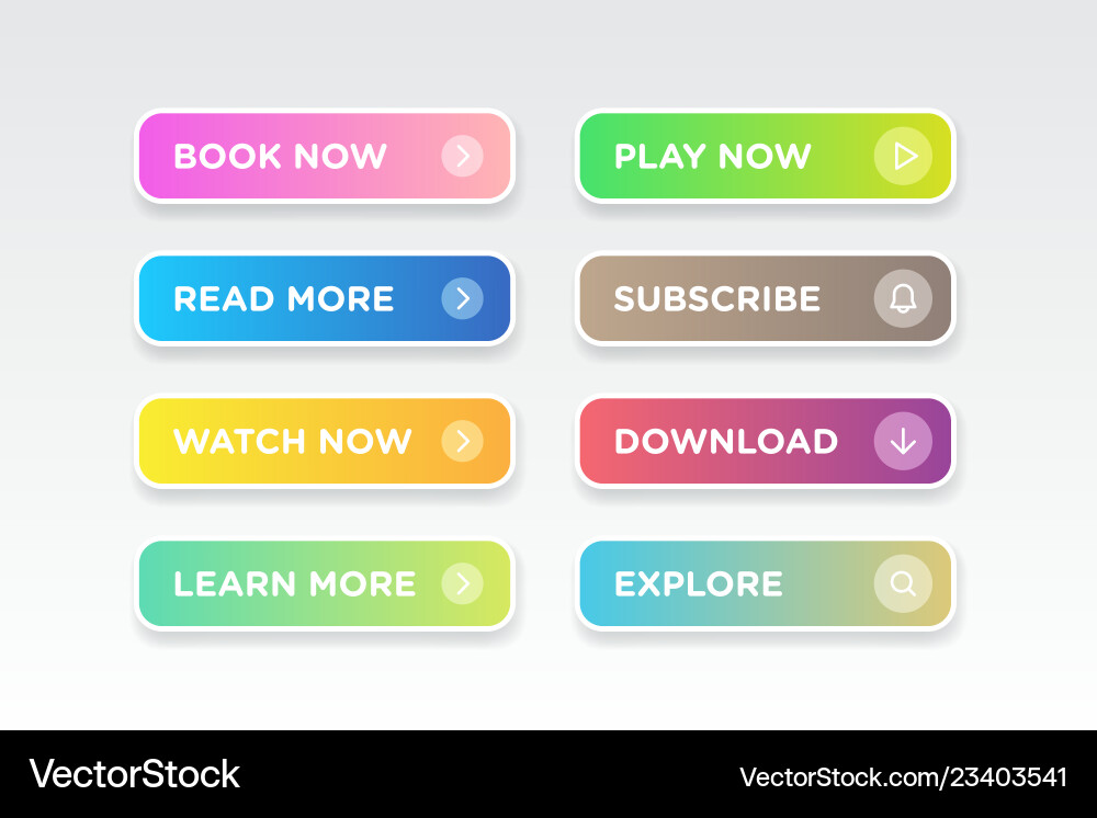 Set of colorful clean style buttons modern Set of colorful clean style buttons modern vector image