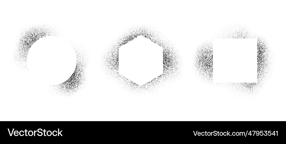 Square circle and hexagon frames set with spray vector image