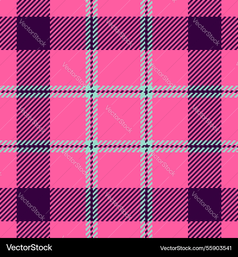 Vibrant pink teal and dark purple plaid pattern Vector Image