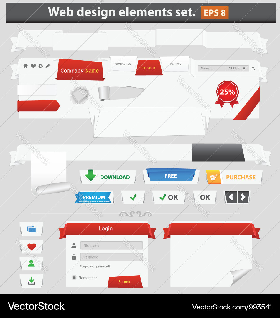 Web Paper Elements Set vector image