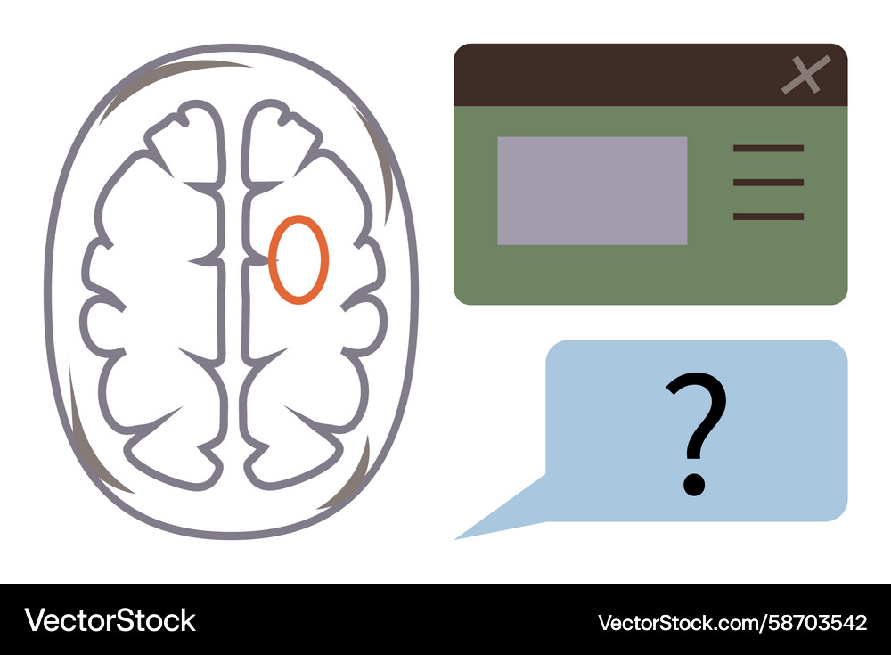 Brain with Interface Concept Vector Image