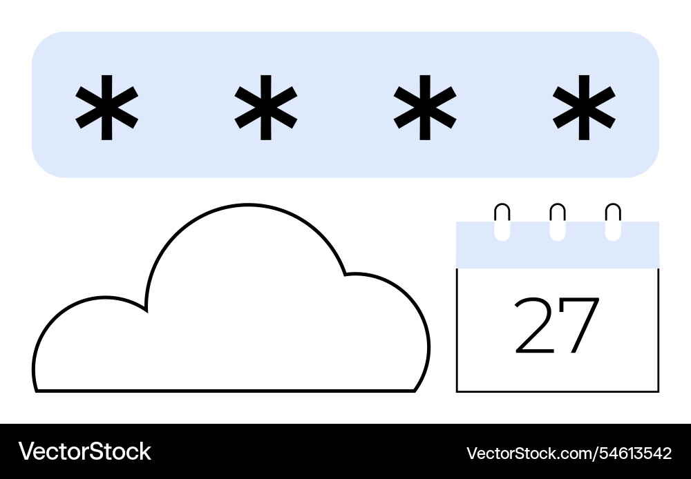 Cloud storage security concept with password Cloud storage security concept with password vector image