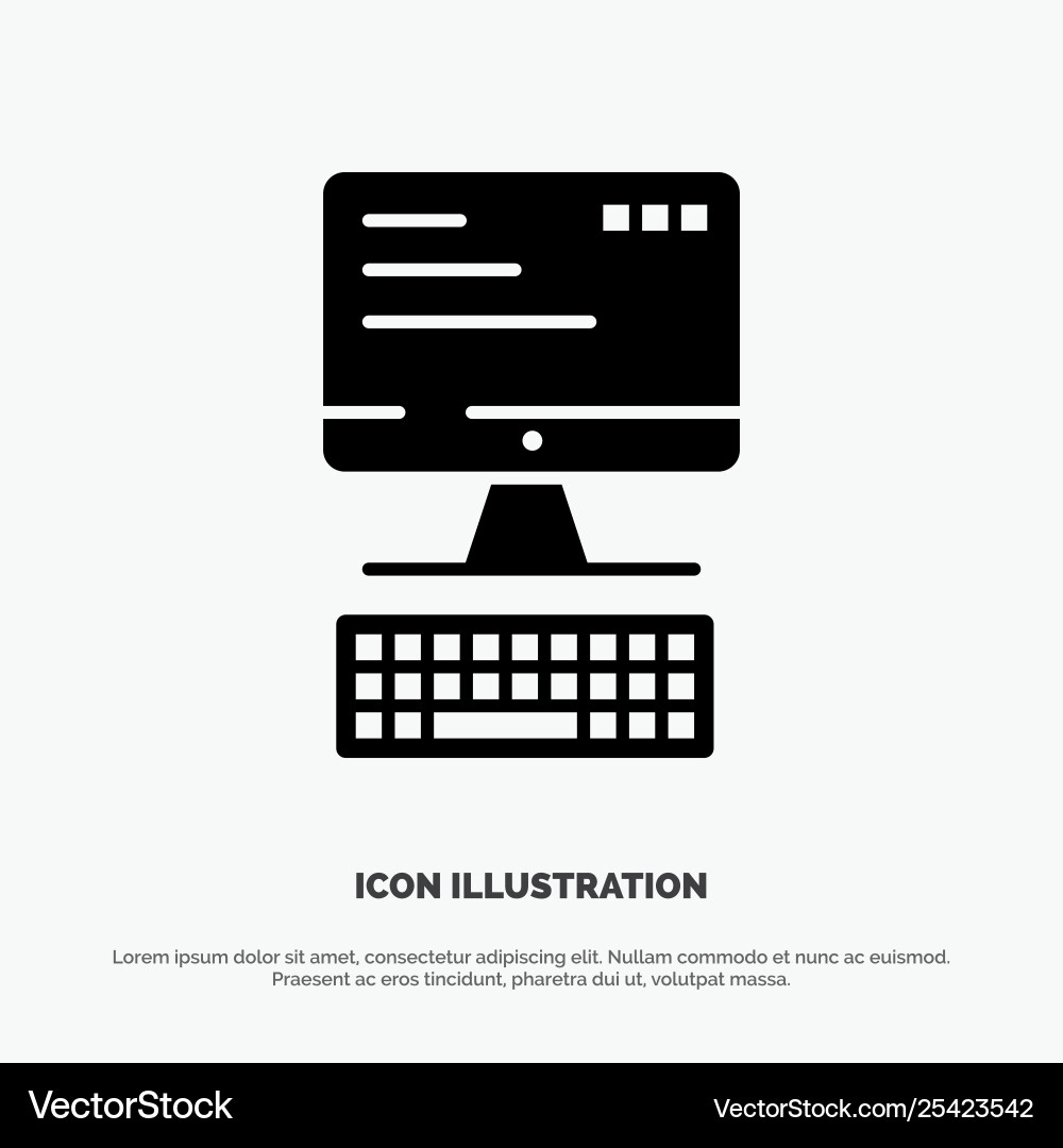Computer keyboard monitor computing solid black Computer keyboard monitor computing solid black vector image