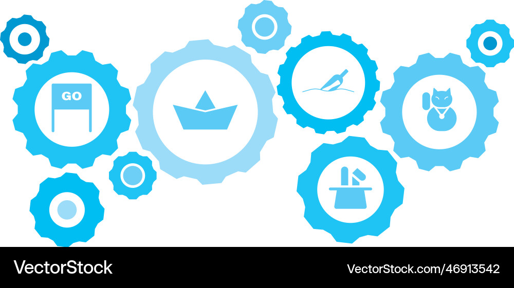 Connected gears and icons for logistic service Vector Image