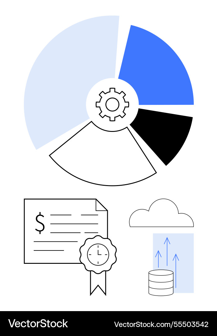 Data visualization elements with pie chart cloud Data visualization elements with pie chart cloud Vector Image