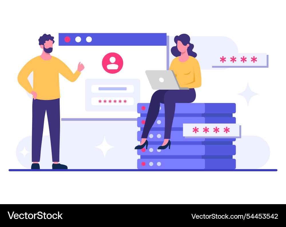 Database protection cyber security data center Database protection cyber security data center Vector Image