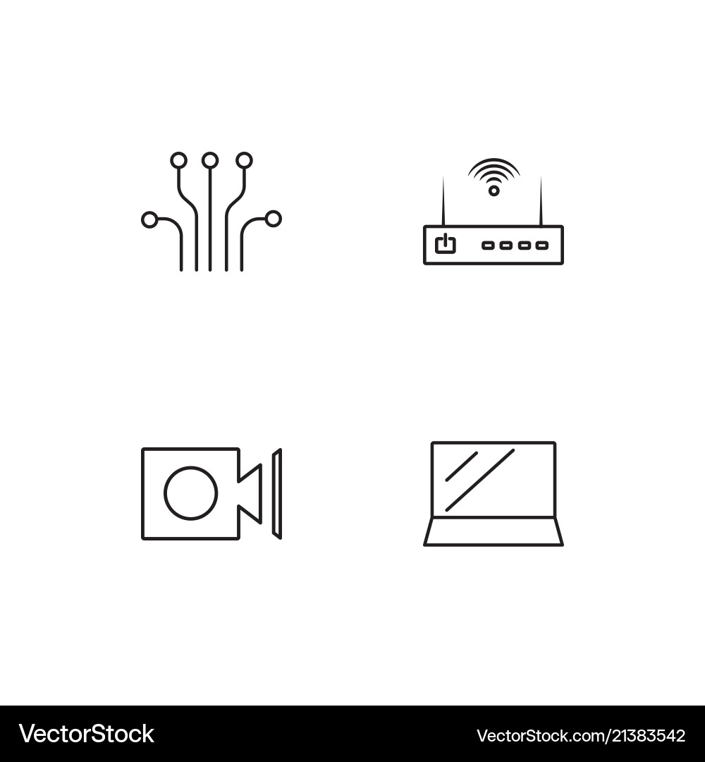 Electrical devices linear icons set simple vector image
