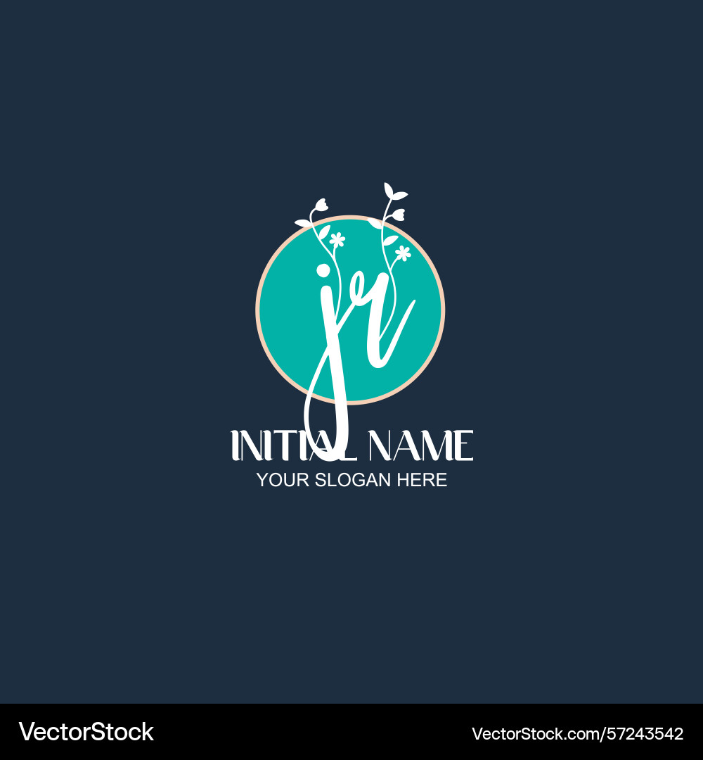 Elegant jr initial logo design with botanical Vector Image