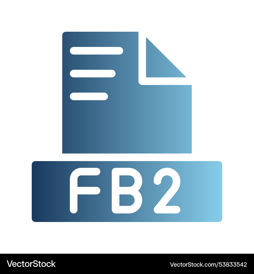 Fb2 document text file icons gradients suitable Vector Image