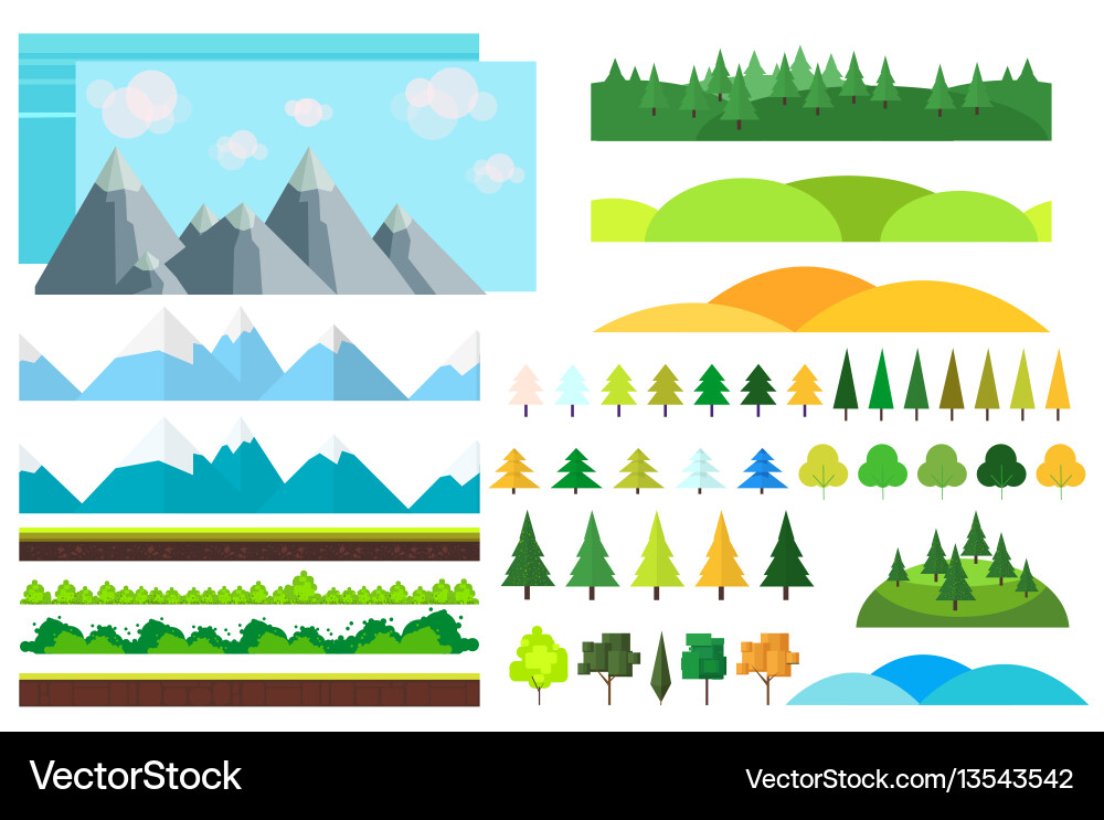 Flat Nature Elements Set vector image