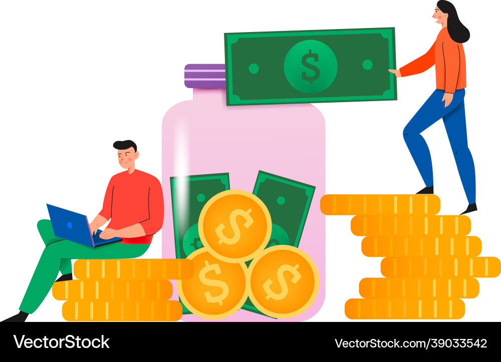 Money can flat composition vector image