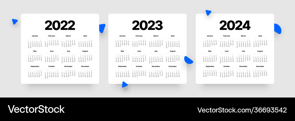 Monthly Calendar 2022-2024 - Clean & Minimal vector image