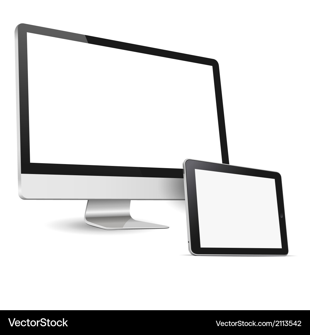 Multiple Computer Displays and Tablets vector image