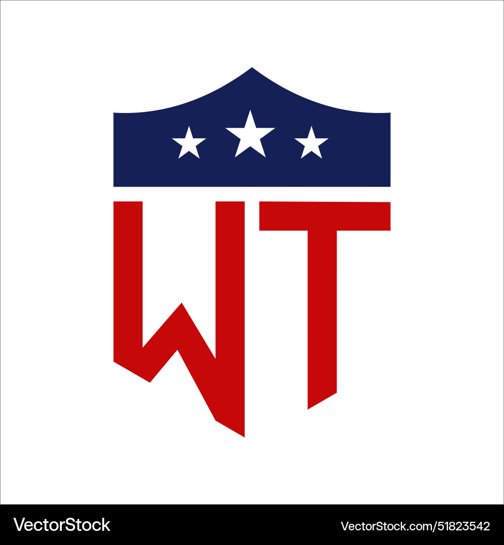 Patriotic wt logo design letter Royalty Free Vector Image