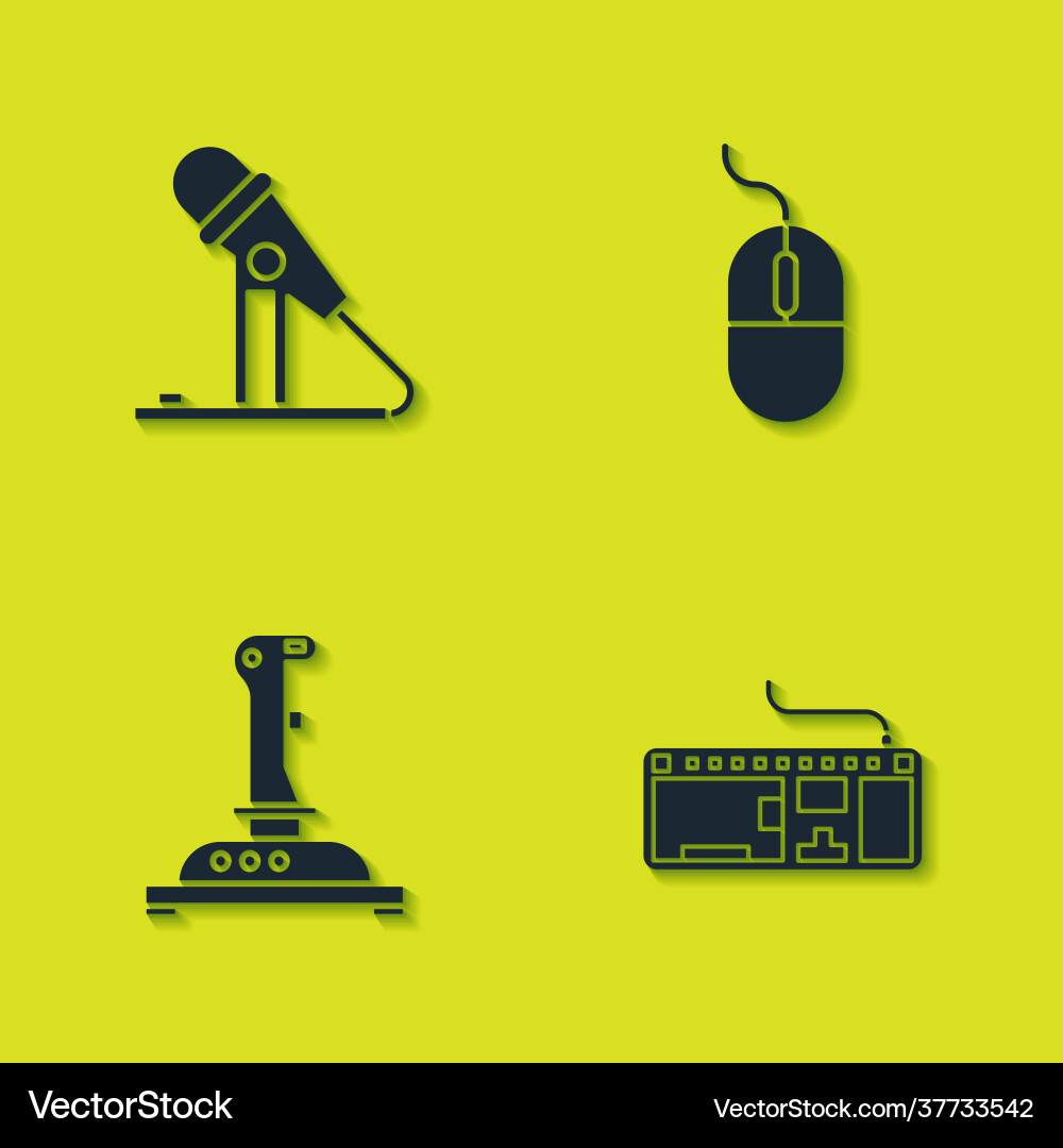 Set microphone computer keyboard joystick Set microphone computer keyboard joystick Vector Image