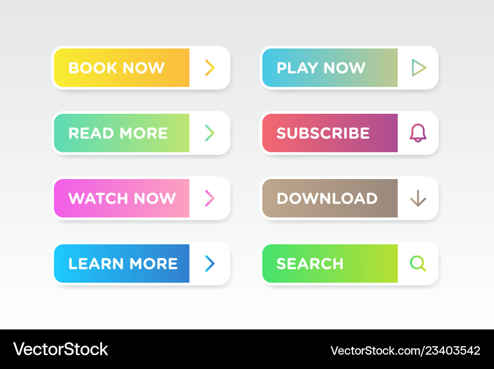 Set of colorful clean style buttons modern Set of colorful clean style buttons modern vector image