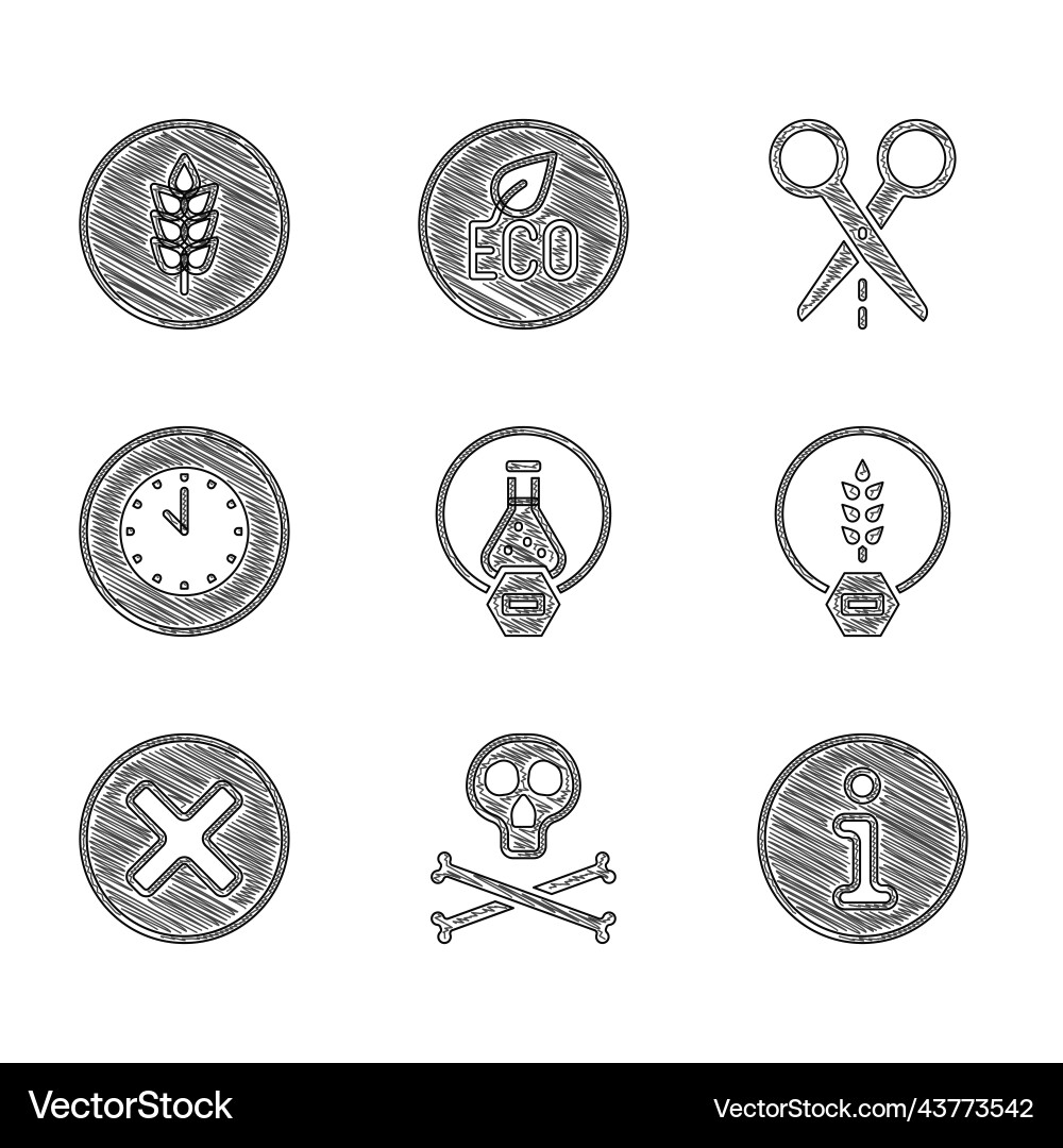 Set test tube and flask bones skull warning Set test tube and flask bones skull warning vector image