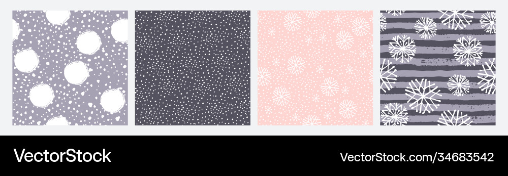 Set winter seamless patterns with snow Set winter seamless patterns with snow vector image