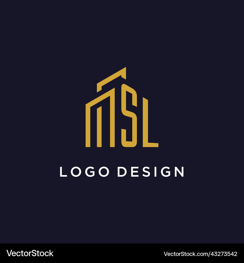 Sl initial monogram with building logo design Sl initial monogram with building logo design Vector Image