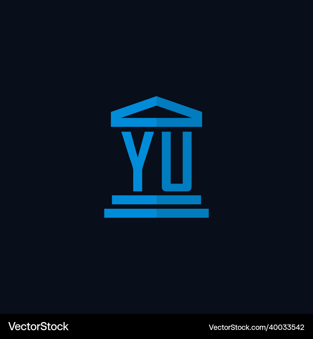 Yu initial logo monogram with simple courthouse Yu initial logo monogram with simple courthouse Vector Image