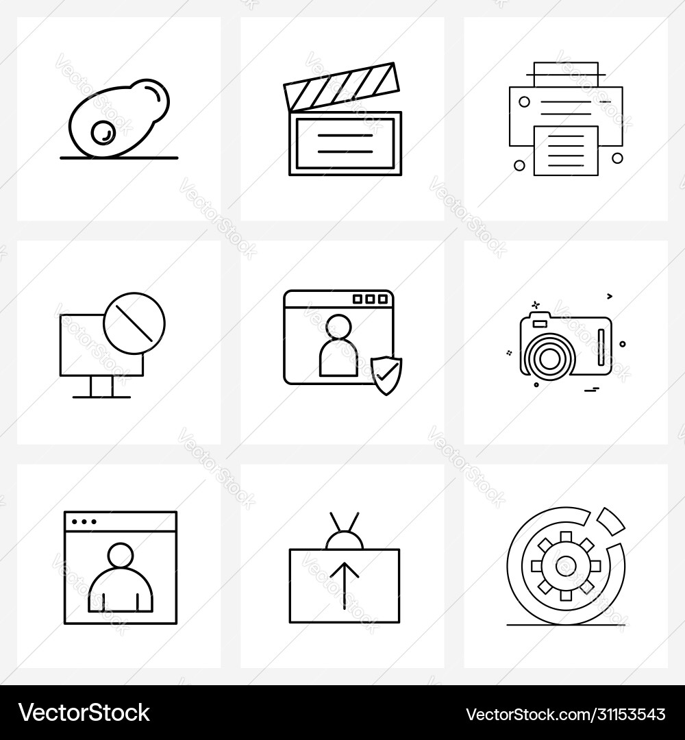 9 universal line icons for web and mobile user vector image