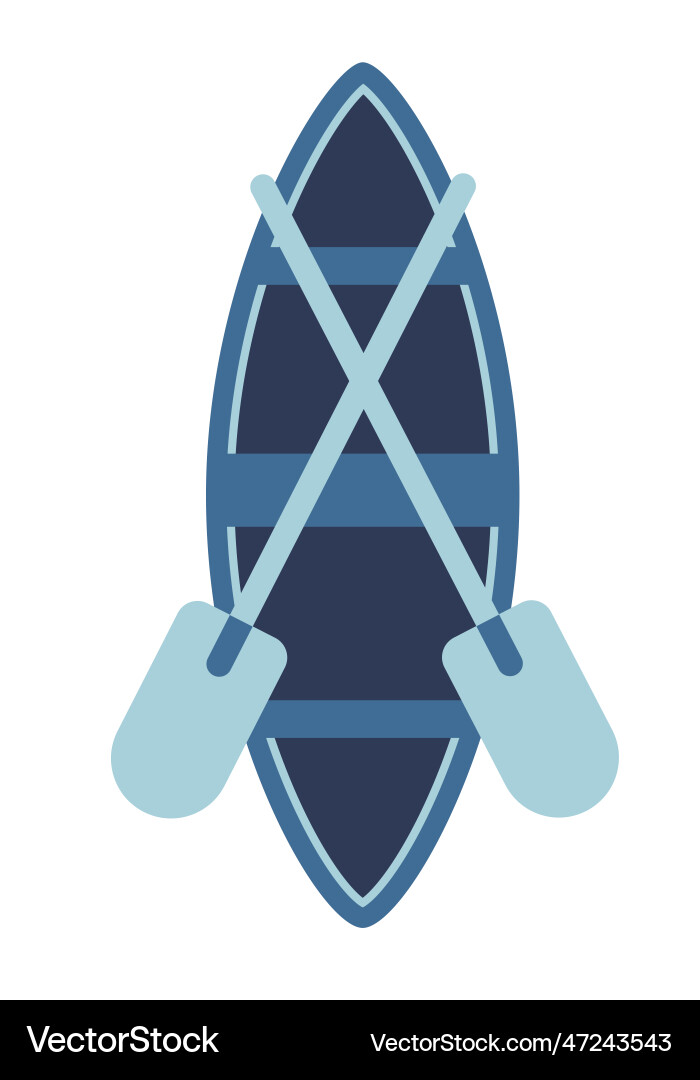 Boat with oars that lie in it top view flat Boat with oars that lie in it top view flat Vector Image