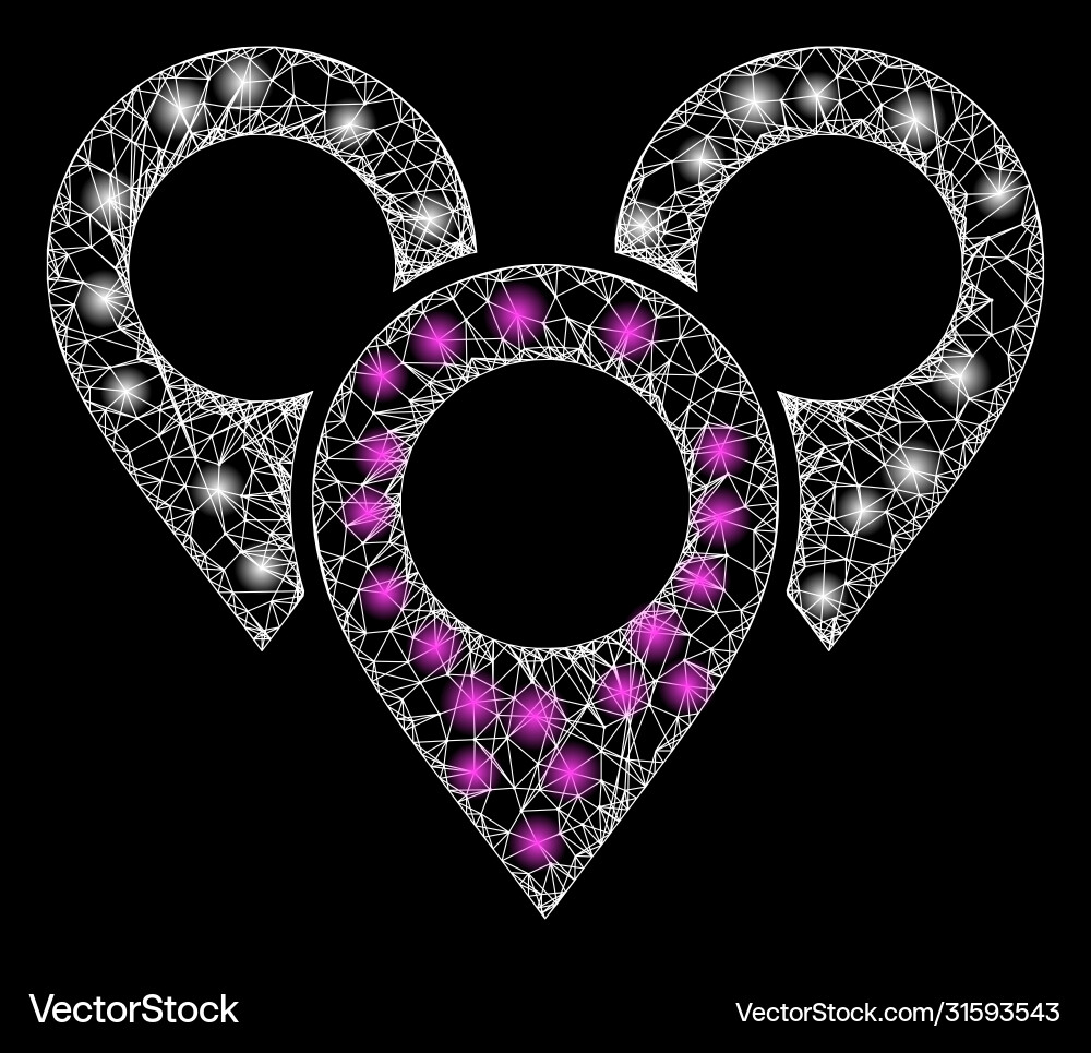 Bright web net map marker group with lightspots Vector Image
