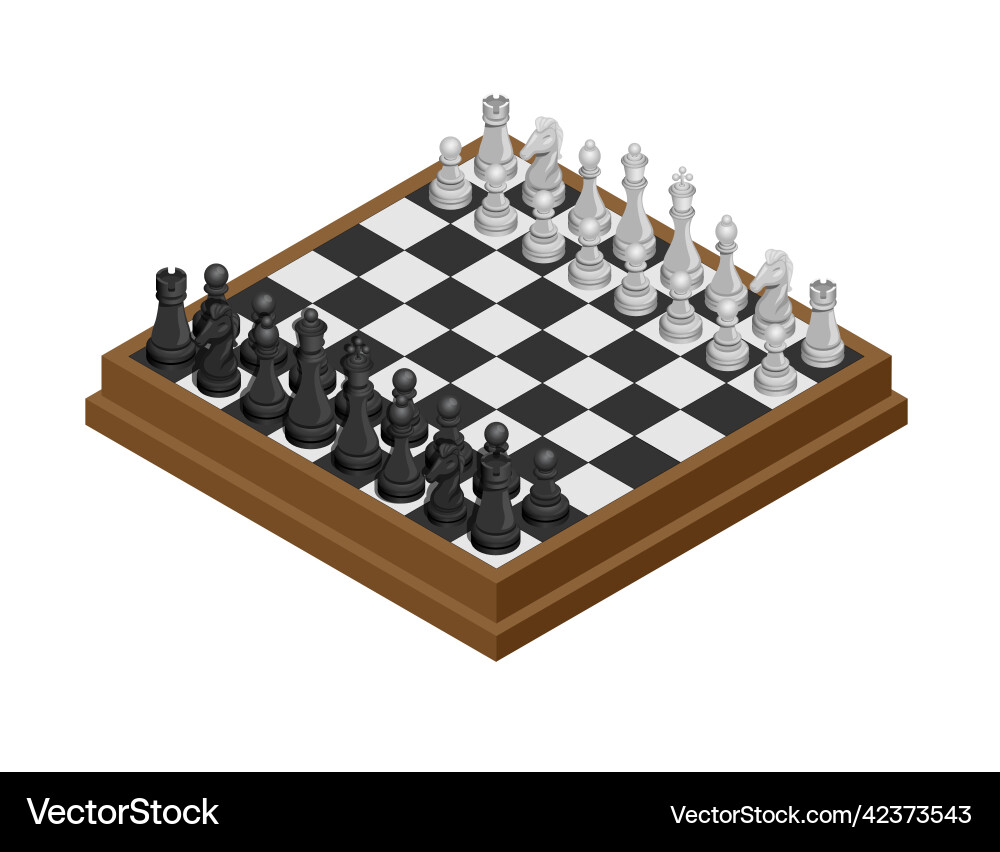 Chess board table game in isometric Chess board table game in isometric vector image