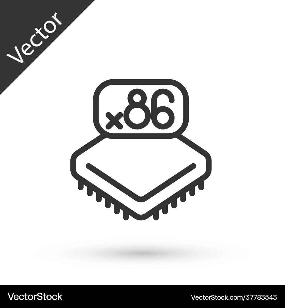 Grey line computer processor with microcircuits Grey line computer processor with microcircuits vector image