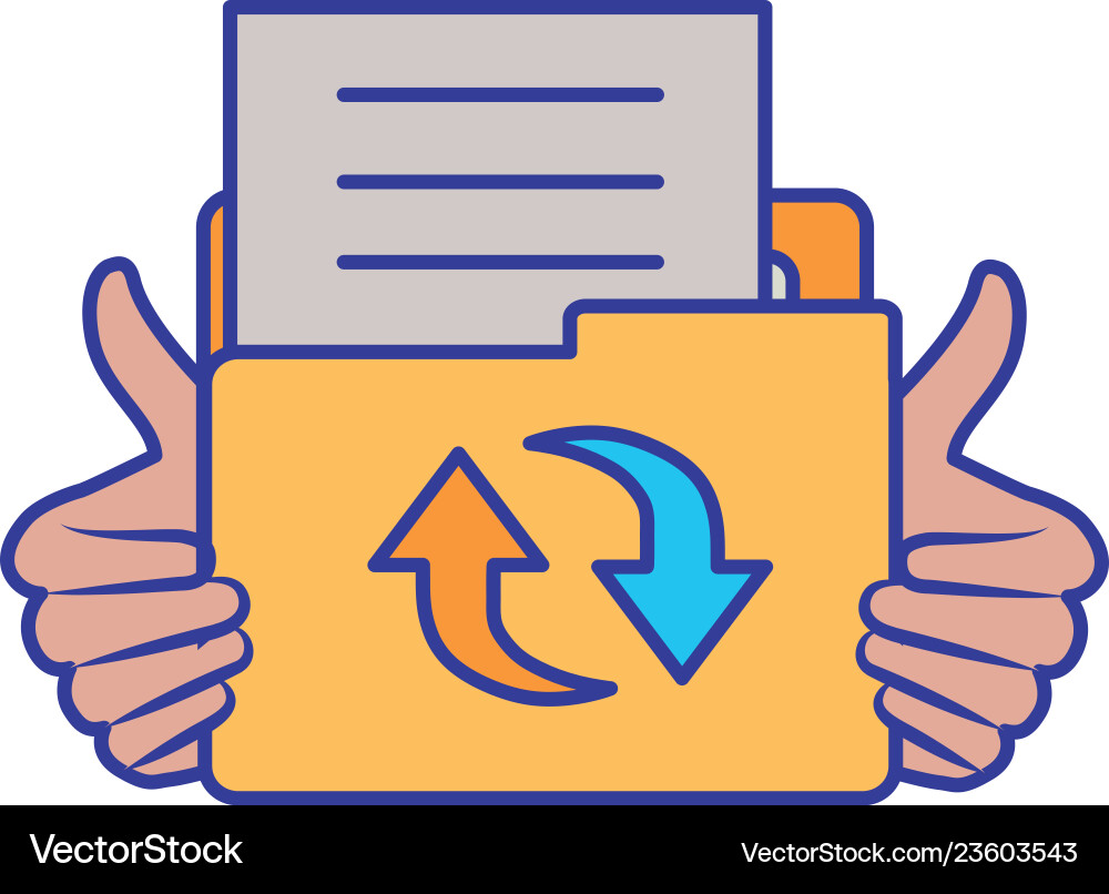 Hands with folder isolated icon vector image