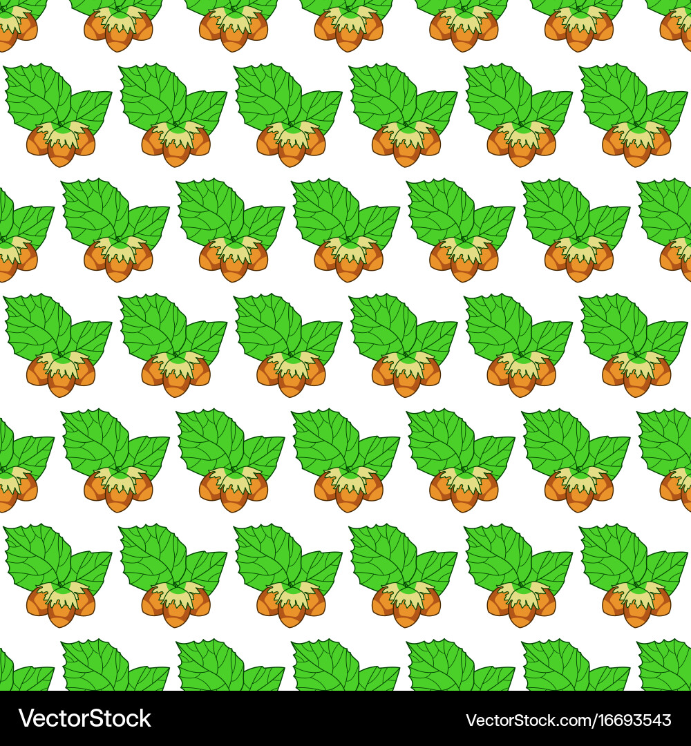 Hazel leaf and nuts pattern Vector Image