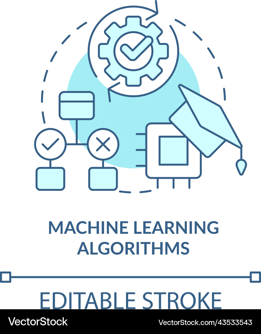 Machine learning algorithms turquoise concept icon Machine learning algorithms turquoise concept icon vector image