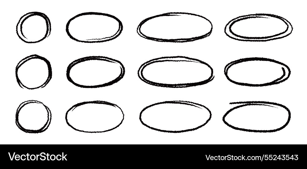 Marker brush scribble line circle frame Marker brush scribble line circle frame Vector Image