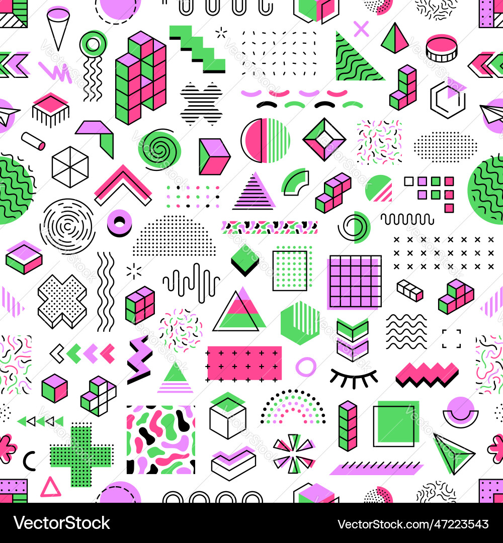 Memphis pattern seamless background of shapes Memphis pattern seamless background of shapes vector image