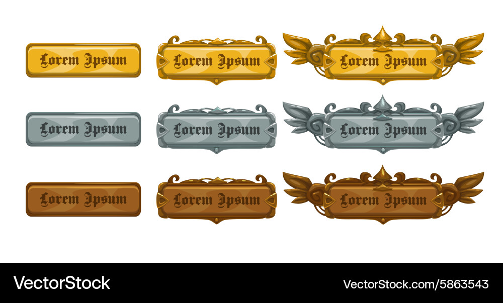 Metallic Game UI Elements vector image