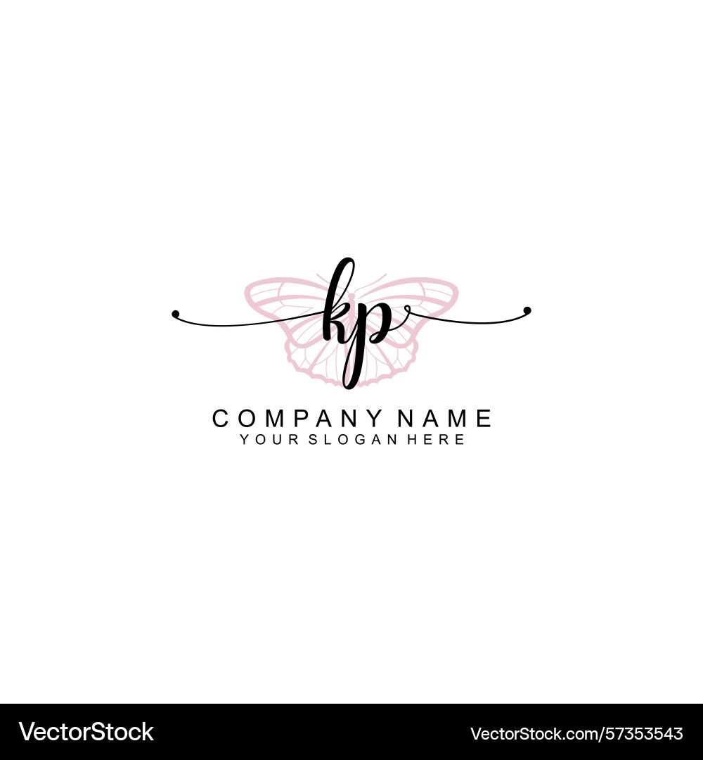 Minimalist handwritten kp initial logos with soft Minimalist handwritten kp initial logos with soft Vector Image
