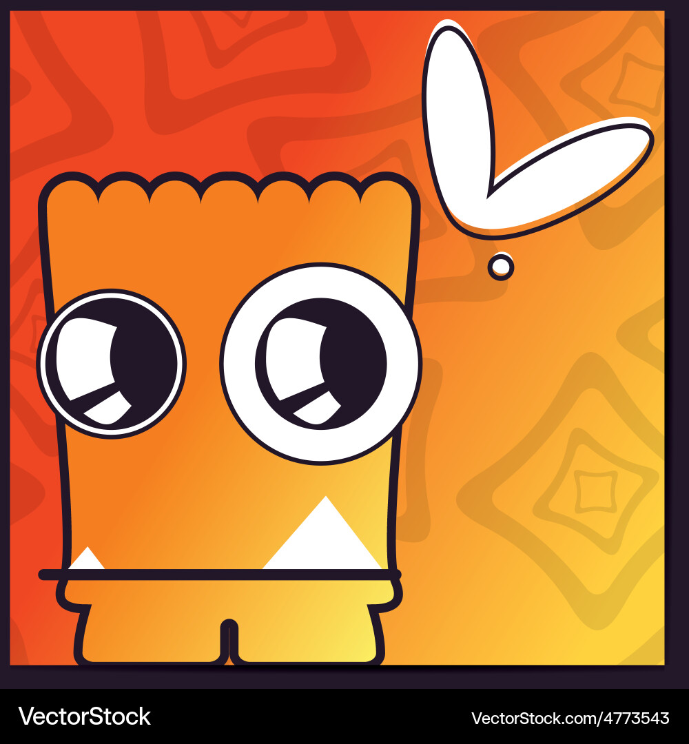 Monster with heart on abstract color background vector image