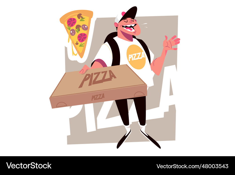 Pizza delivery man vector image