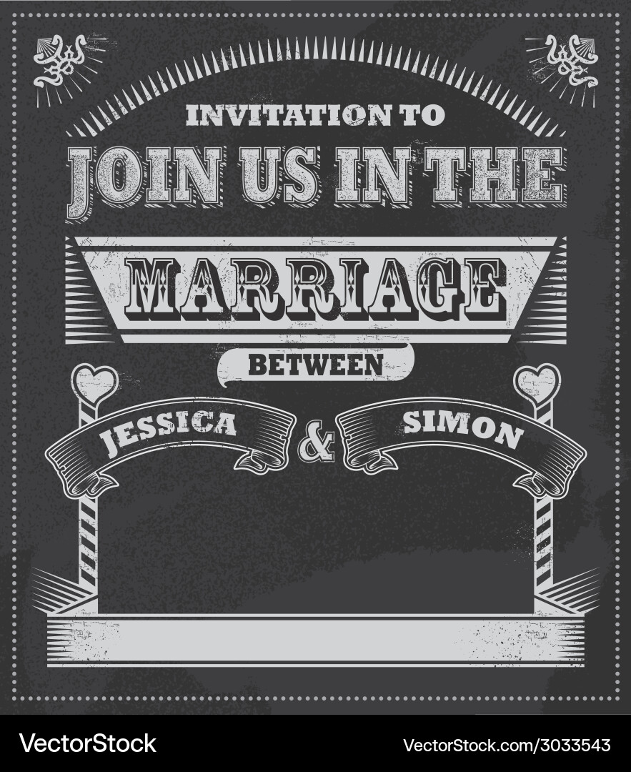 Rustic Wedding Chalkboard Invitation vector image