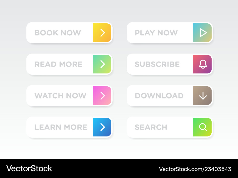 Set of colorful clean style buttons modern Set of colorful clean style buttons modern vector image