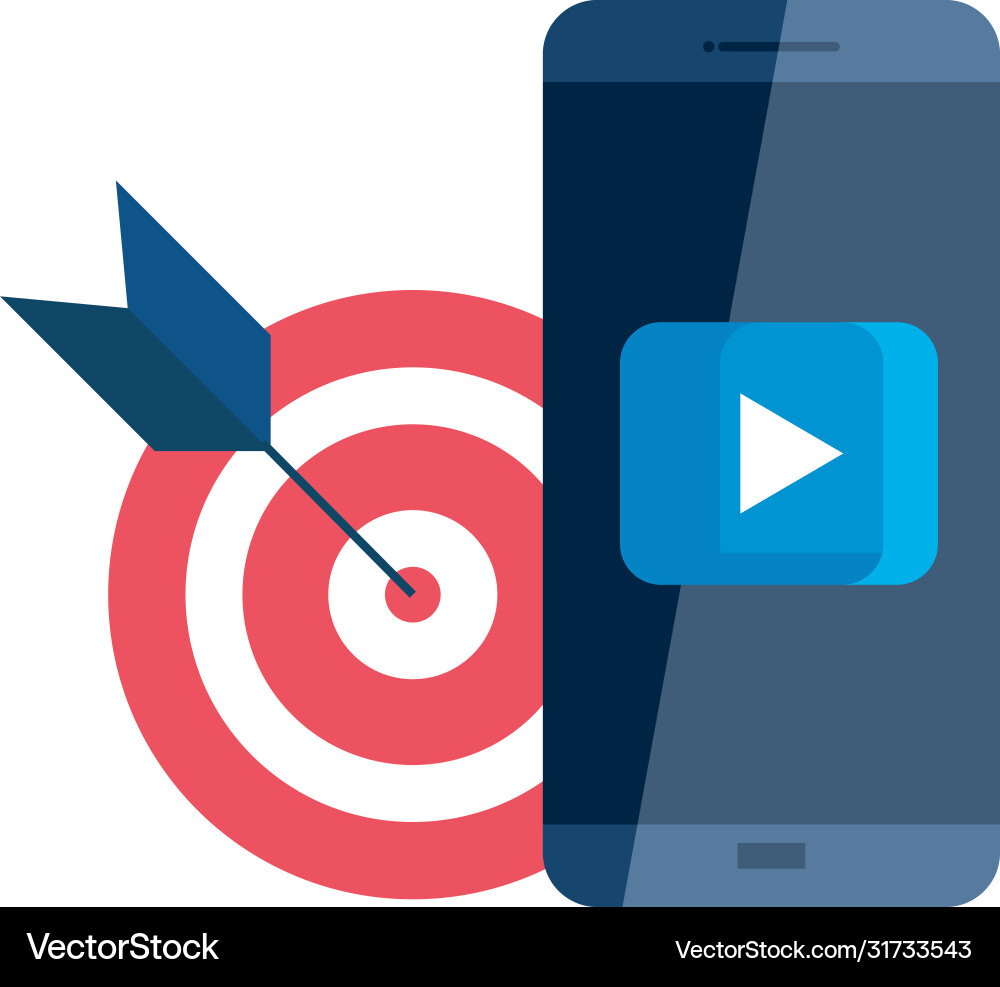 Smartphone with play button and target Vector Image