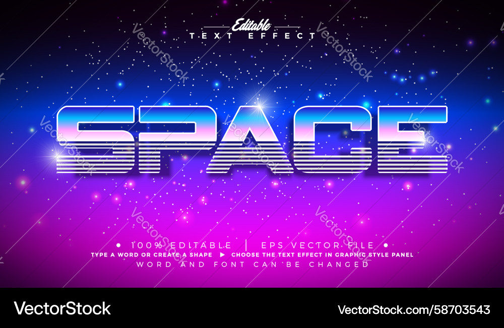 Space futuristic editable text effect with retro Vector Image