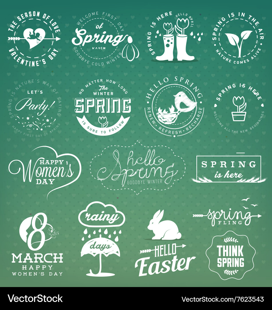 Spring badges and typography elements Vector Image