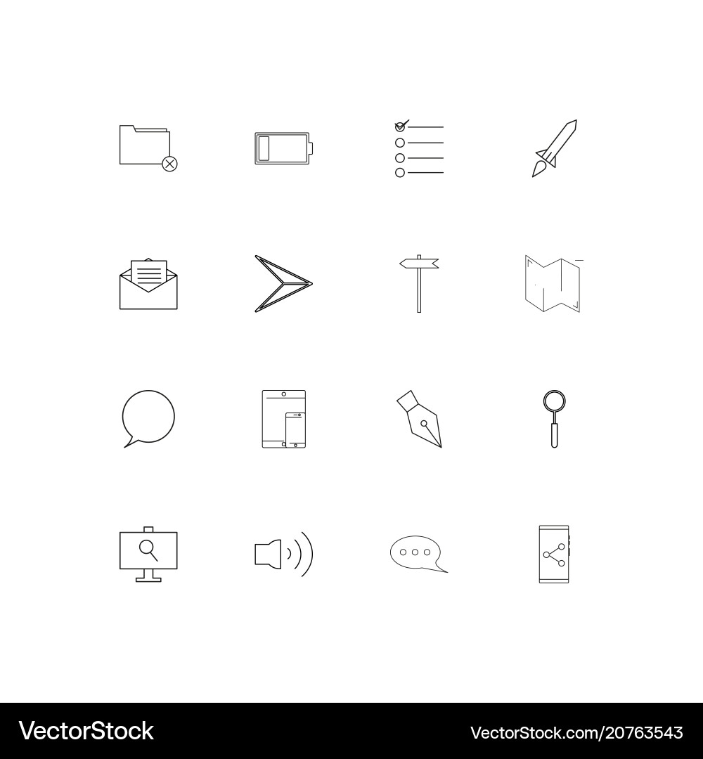 User interface linear thin icons set outlined Vector Image