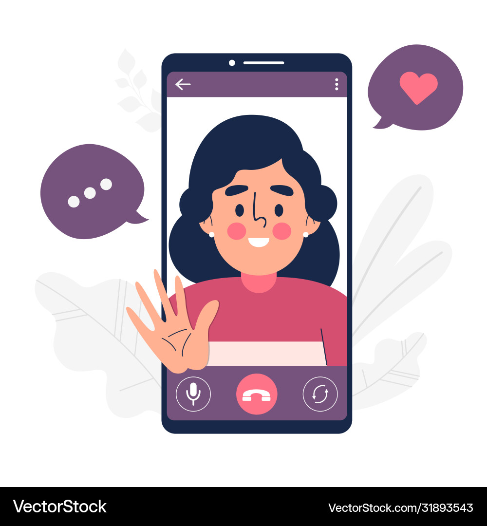 Video chatting online on smartphone Video chatting online on smartphone vector image